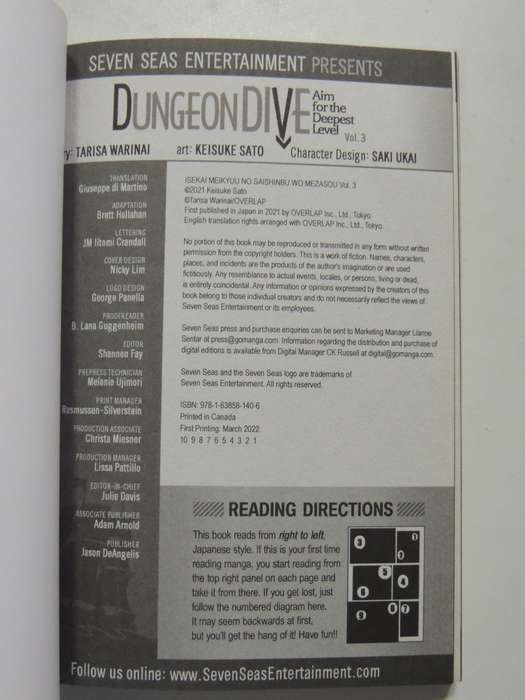 Dungeon Dive - Aim For The Deepest Level Vol 3 - Keisuke Sato, Tarisa Warinai, Saki Ukai
