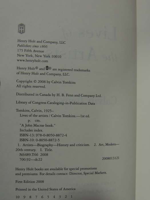 Lives Of The Artists - Calvin Tomkins