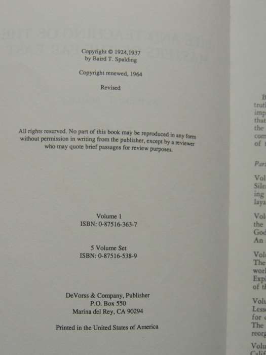 Life and Teachings of the Masters of the Masters of the Far East - 5 Volume Set - Baird T Spalding