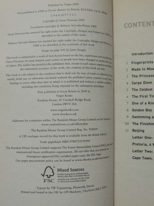 Oscar Pistorius - Blade runner - Oscar Pistorius, Translated by Rebecca Servadio-Kenan INSCRIBED