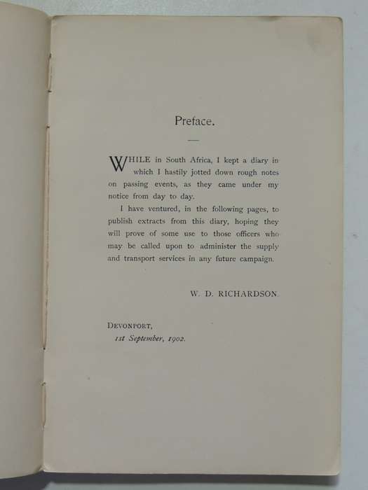 With the Army Service Corps in South Africa- Sir Wodehouse Richardson VERY SCARCE In One Edition!!