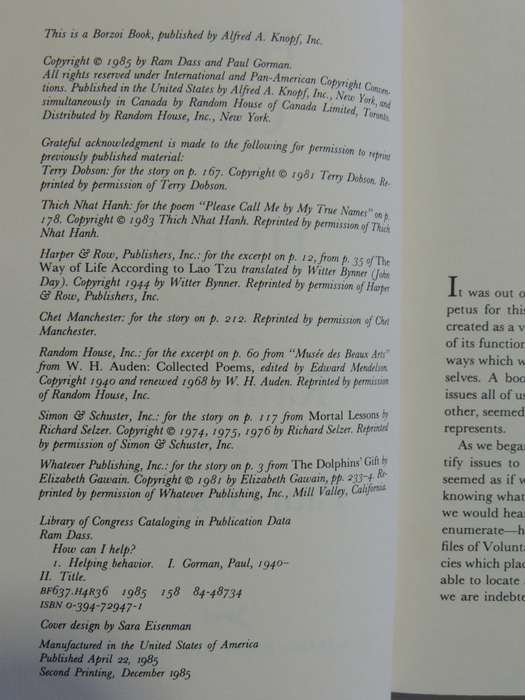 How Can I Help? - Stories and Reflections on Service - Ram Dass, Paul Gorman   INSCRIBED by Ram Dass