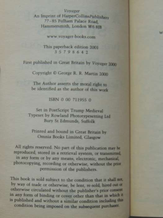 A Storm of Swords, Books 1 & 2, Steel and Snow, Blood & Gold George RR Martin   Part 1: 1st Paperbac