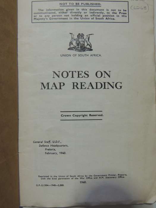 Union Of South Africa - Notes On Map ReadingGeneral Staff, U.D.F., Defence Headquarters Pretoria