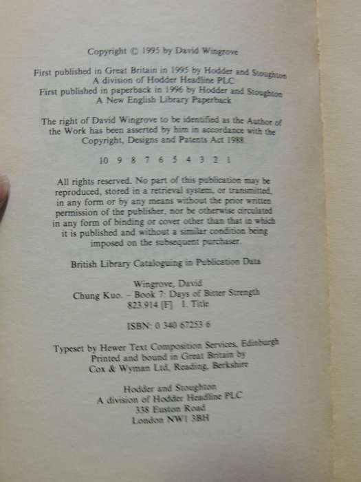 Days Of Bitter Strength - Chung Kuo Vol 7 - David Wingrove