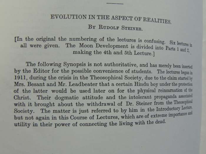 Evolution In The Aspect Of Realities - Rudolf Steiner