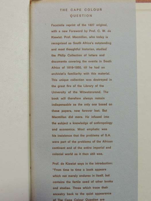 The Cape Colour Question - A Historical Survey - W.M. Macmillan