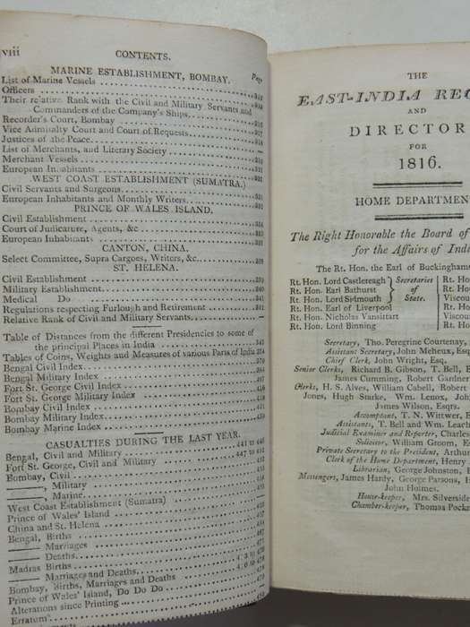 The East-India Register and Directory  for 1816 - A.W. Mason, J.S. Kingston & Geo. Owen