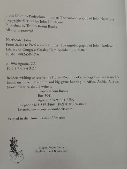 From Sailor To Professional Hunter  - John Northcote   (Signed Limited Edition)