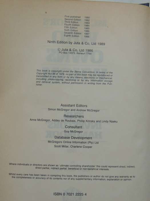 McGregors Who Owns Whom - 9th Edition 1989 -  Robin McGregor