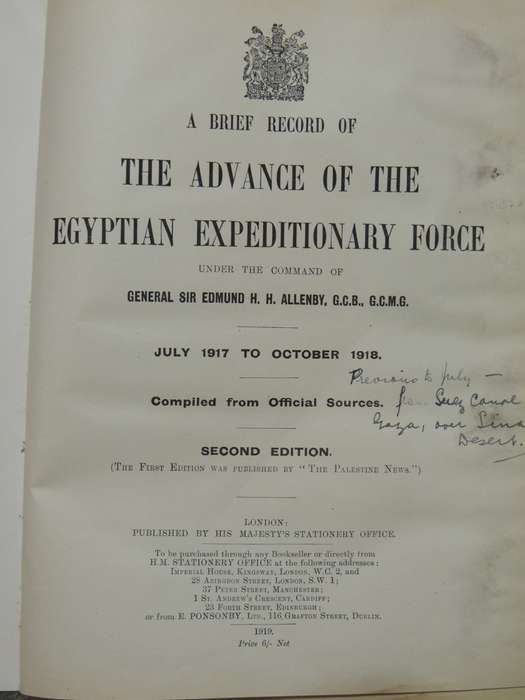 A Brief Record of the Advance of the Egyptian Expeditionary Force July 1917 to October 1918