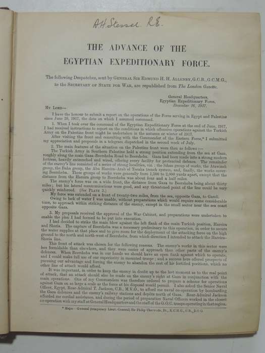 A Brief Record of the Advance of the Egyptian Expeditionary Force July 1917 to October 1918