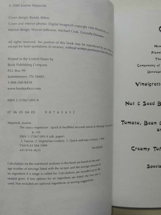 The Saucy Vegetarian - Quick & Healthful No-Cook Sauces & Dressings - Joanne Stepanaik