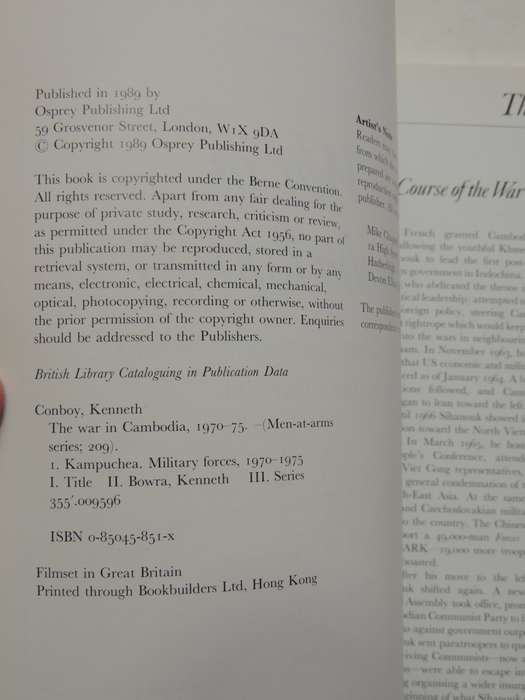 Osprey Men-At-Arms Series: The War In Cambodia 1970-75  Kenneth Conboy & Kenneth Bowra
