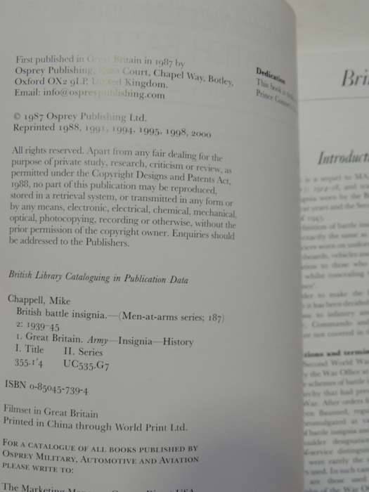 Osprey Men-At-Arms Series: British Battle Insignia 2 1939-45 Mike Chappell