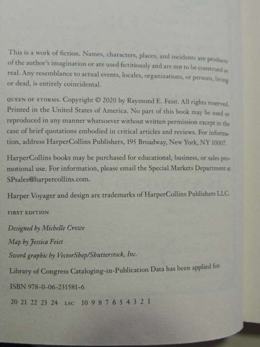 Queen of Storms - The Firemane Saga Book 2 - Raymond E Feist   HC   1st US Edition