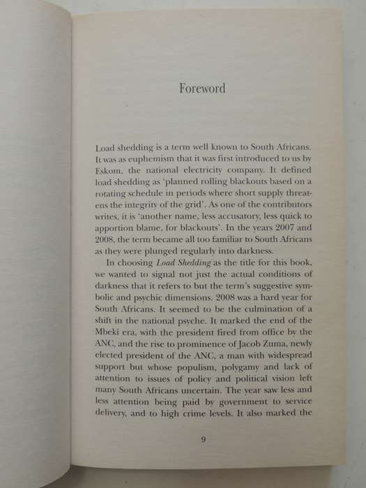 Load Shedding - Writing On And Over The Edge Of South Africa - ed Liz McGregor & Sarah Nuttall
