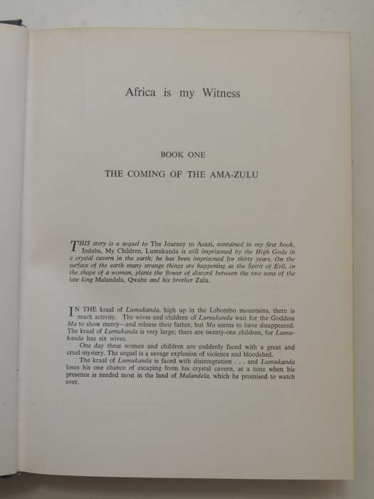 Africa is my Witness - Vusamazulu Credo Mutwa   (Sequal to INDABA, MY CHILDREN) 1966 1st Std Edition