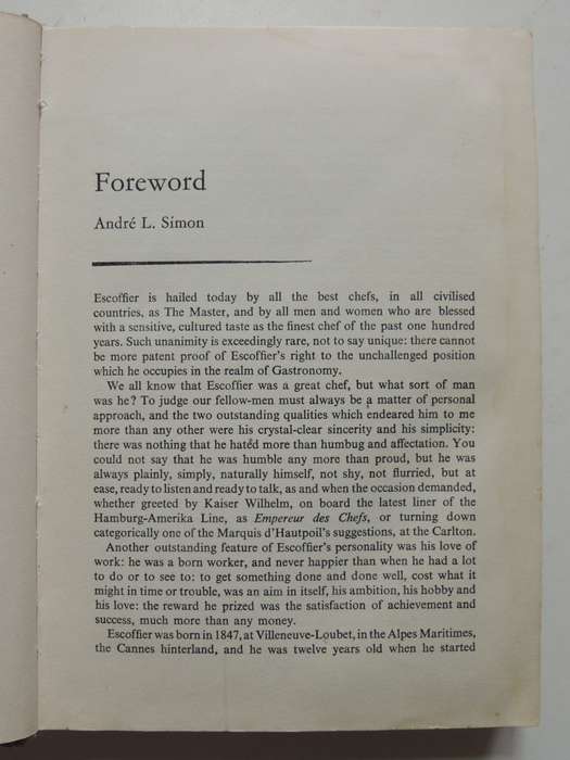 Ma Cuisine - Auguste Escoffier   1st English Language Edition, 2nd ImpressionPub 1966