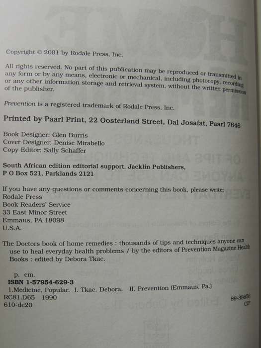 The Doctor's Book of Home Remedies- Prevention Magazine Health Books