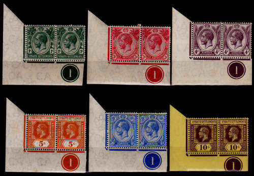 STRAITS SETTLEMENTS 1912. King George V, control pairs. MNH, CV+/- R 1,000.00, view scans