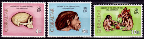 GIBRALTAR 1973, 22 May. 125th Anniv Discovery Gibraltar Scull, set, MNH, CV +/-R 95.00