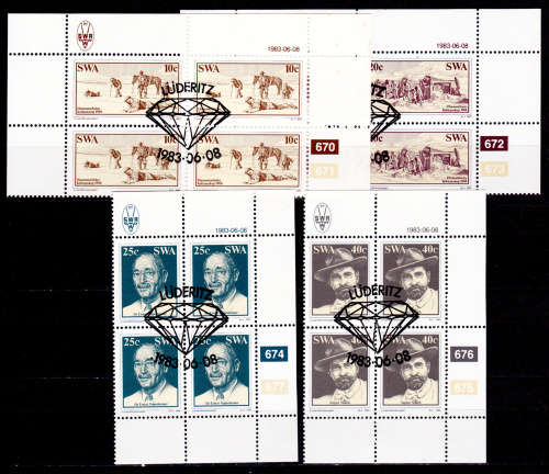 SWA 1983, 8 June. 75th Anniv Discovery Diamonds, set, controls, CTO, CV R ?? view scans