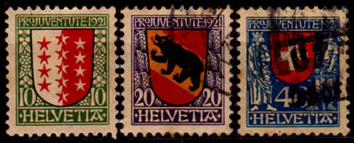 SWITZERLAND 1921, 1 Dec. PRO JUVENTUTE - Coat of Arms, set, UH, CV +/-R 1,240.00 view scans