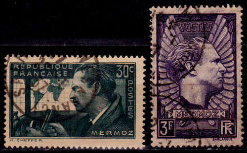 FRANCE 1937, 22 April. 1st Anniv Death Jean Mermoz, set, UH, CV +/-R 65.00 view scans