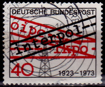 GERMANY 1973, 19 Feb. 50th ANNIV OF INTERPOL, single, UNH, CV+/- R 5.00 view scans