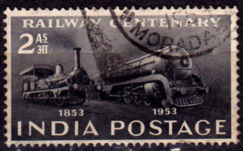 INDIA 1953, 16 April. 100th ANNIV of INDIAN RAILWAYS, single, UNH, CV +/- R 5.00 view scans