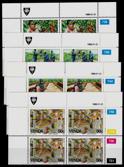 VENDA 1988, 21 Jan. COFFEE INDUSTRY, set controls, MNH, CV R 40.00 view scans