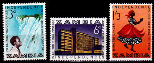 ZAMBIA 1964, 24 Oct. Independence, set, MH, CV+/-R 15.00, view scans
