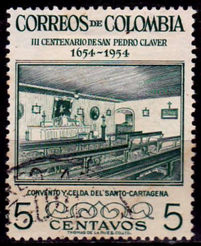 COLOMBIA 1954, 9 Sept. 300th Anniv Death Pedro Claver, single, UH, CV +/- R 5.00 view scans