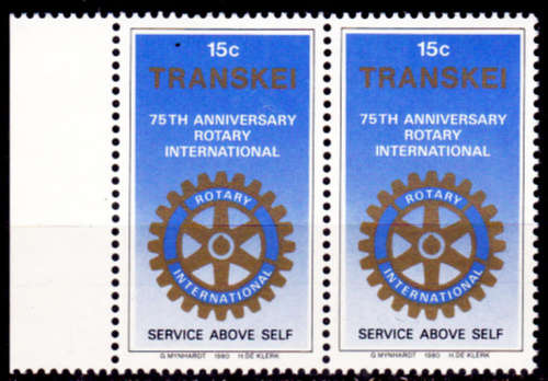 TRANSKEI 1980, 22 Feb. Anniv of Rotary International, single pair, MNH, CV R 5.00 view scans