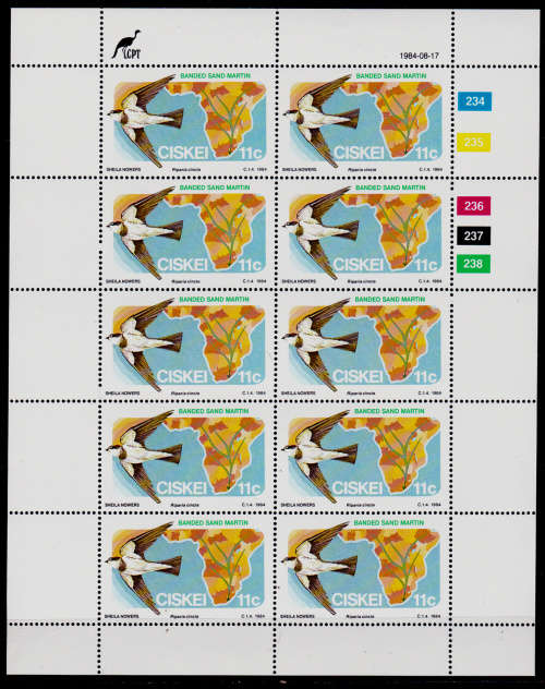 CISKEI 1984, 17 Aug. Migratory Birds, set full sheets, MNH, CV R 118.00, view scans