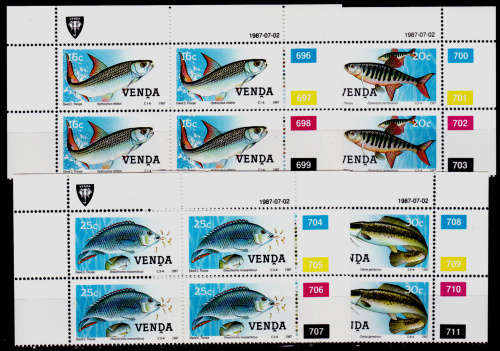 VENDA 1987, 2 July. Freshwater Fish, set controls, MNH, CV R 40.00 view scans