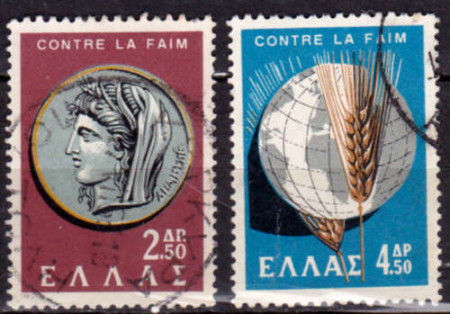 GREECE 1963, 25 April. THE STRUGGLE AGAINST HUNGER, set, UH, CV +/-R 25.00 view scans