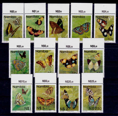 NAMIBIA 1993, 1 Oct. 2nd DEFINITIVE ISSUE BUTTERFLIES, set, MNH, CV R 90.00, View scans