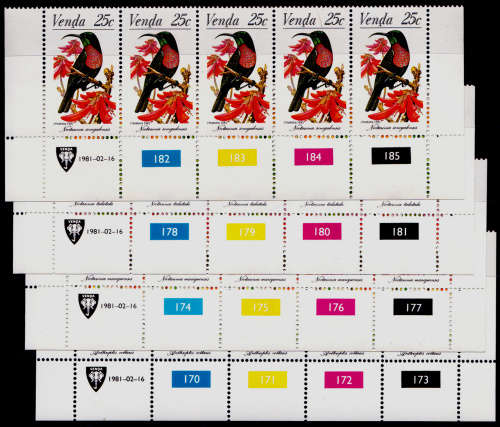 VENDA 1981, 16 Feb. SUNBIRDS, set controls, MNH, CV R 50.00, view scans