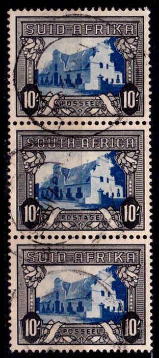 UNION OF SA 1933-1948, DEFINITIVE ISSUE - HYPHENATED, 10S strip, UNH, CV +/-R 120.00 view scans