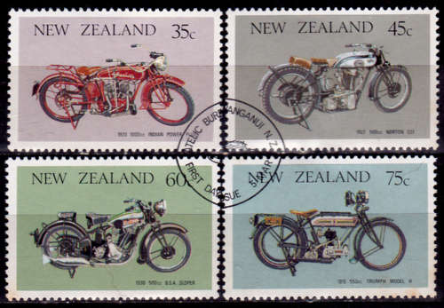 NEW ZEALAND, 1986. Vintage motorcycles. Full set