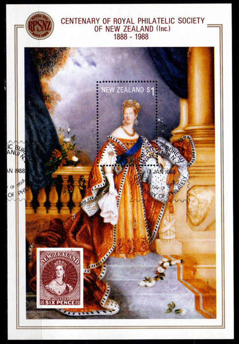 NEW ZEALAND, 1988. Royal philatelic society. Mini sheet