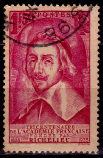 FRANCE 1935, 12 June. CARDINAL RICHELIEU, single, UH, CV +/-R 30.00 view scans