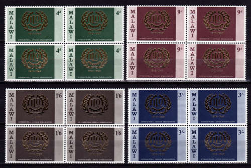 MALAWI 1969, 5 April. 50th ANNIV OF ILO, set blocks, MNH, CV +/-R 100.00 view scans