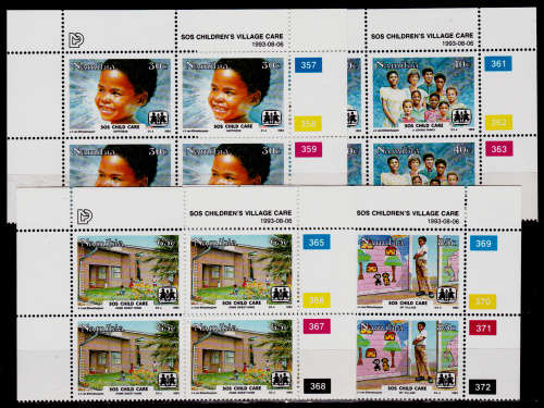 NAMIBIA 1993, 6 Aug. SOS CHILD CARE in NAMIBIA, set controls, MNH, CV R 48.00 view scans