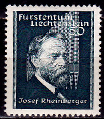 LIECHTENSTEIN 1939, 17 March. 100th ANNIV BIRTH J RHEINBERGER, single, MH, CV +/-R 30.00 view scans