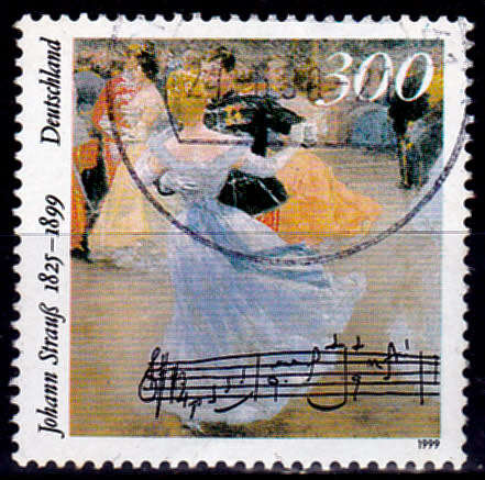 GERMANY 1999, 10 June. 100th ANNIV DEATH JOHANN STRAUSS , single, UH, CV +/-R 40.00 view scans