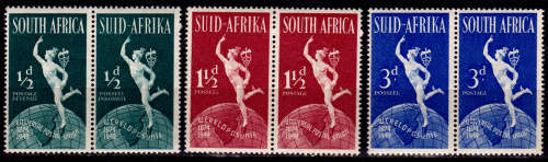 UNION OF SA 1949, 1 Oct. 75th ANNIV OF UPU, set, MH, CV R 24.00 view scans