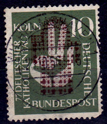 GERMANY 1956, 29 Aug. CATHOLIC CONGRESS, single, UNH CV +/-R 60.00 view scans